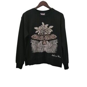 Johnny Was Pajaro Embroidered Black  Sweatshirt Size XS
